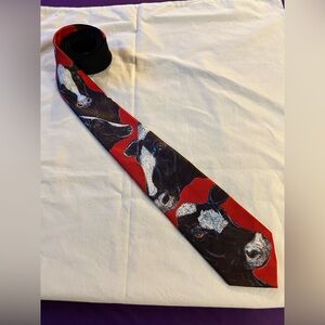 Ralph Marlin VTG 80s Awesome Red Cow Print Tie.